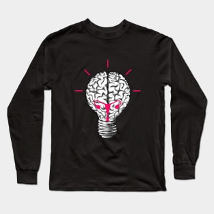 Light bulb brain, female crative idea, female power, pink Long Sleeve T-Shirt